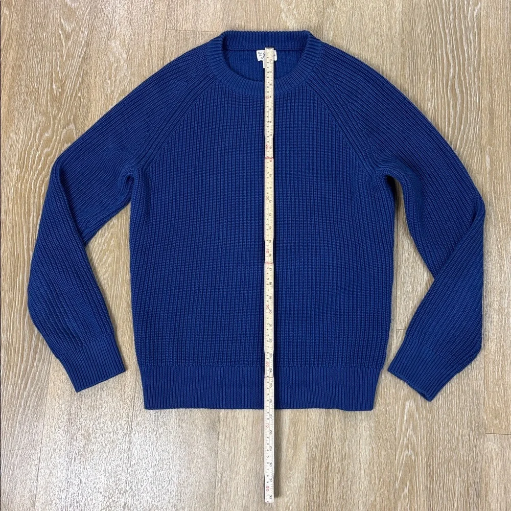 J. Crew Shaker Stitch Knit Chunky Heavy Fisherman Sweater Vivid Navy Cobalt Blue